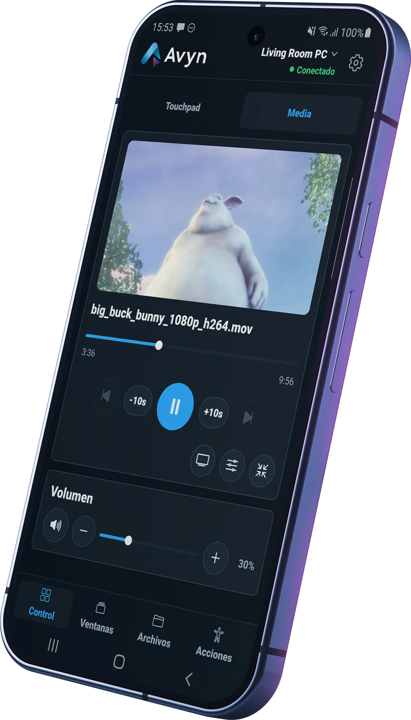 Teléfono Android con Avyn