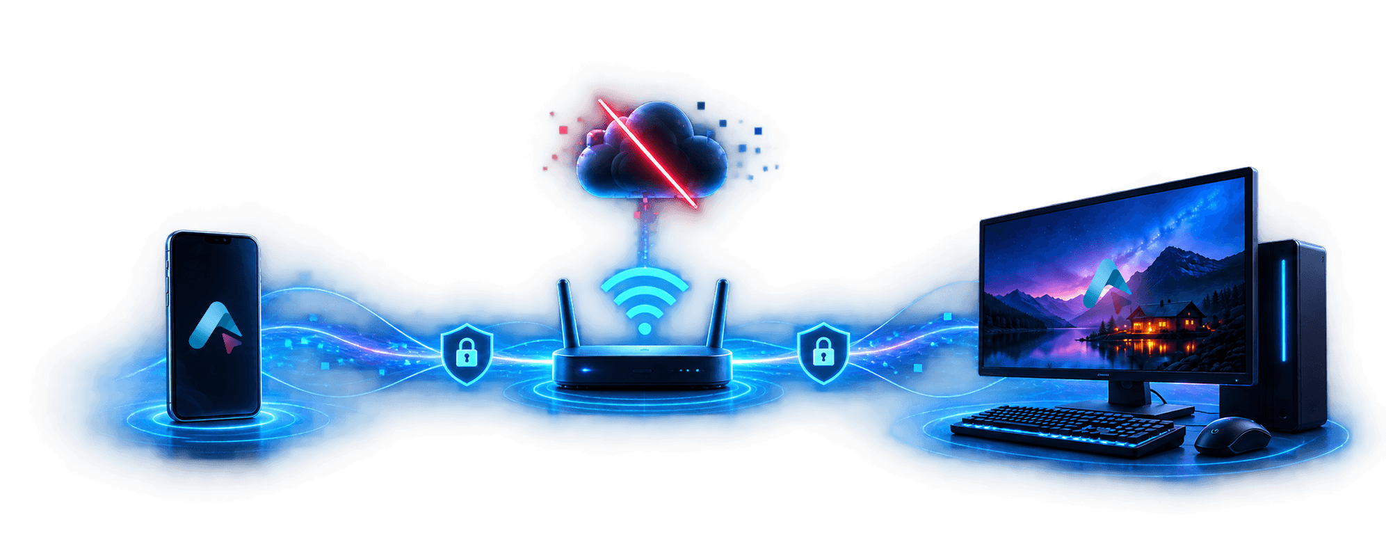 El teléfono y la PC Windows se comunican a través de tu red local