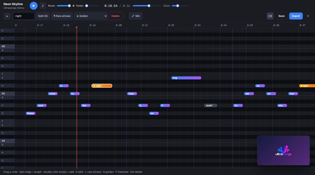 UltraSongs note editor