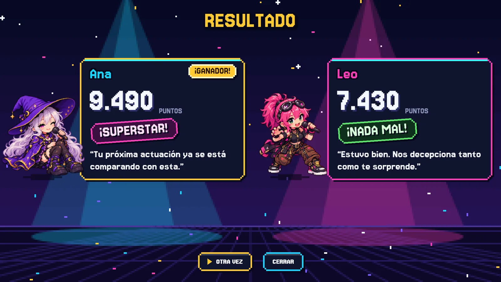 Resultados de una partida de Kantaria